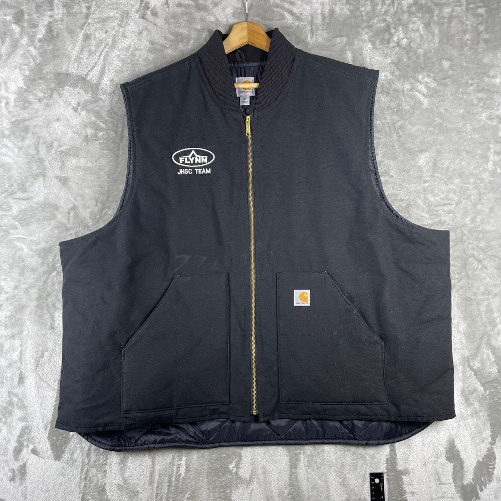 Carhartt V01-BLK Vest Mens 4XL Tall Black Duck Canvas Quilt Lined Embroidery